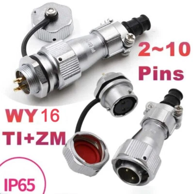 WY16 TI+ZM Aviation Plugs Nut Sockets IP65 Waterproof Cable Connector 2~10 Pins - Image 1 of 4