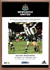 Newcastle United v Bolton Wanderers 2001-2002 Premier League Programme 2/2/2002 - Picture 1 of 1