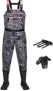 HISEA Women's Chest Waders 400G Insulated Bootfoot Fishing Riding Wader Leopard - Picture 1 of 7