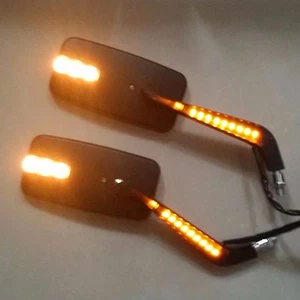 10mm Led Turn Signal Rearview Mirror For Honda Kawasaki Suzuki Yamaha VTX VN XV - Picture 1 of 8