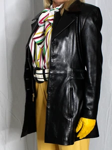 Womens North Beach Leather Jacket Coat Black M? Michael Hoban Vintage 80s 90s - Picture 1 of 22