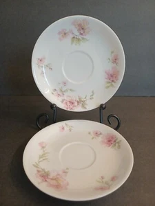 Juego de 2 platillos de platillo Haviland Limoges rosas antiguas Schleiger Francia - Imagen 1 de 6