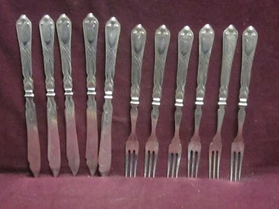 12pc Vintage German 800 WILKENS & SHONE PASTRY FRUIT? KNIFE 6 3/4" FORK 6 1/2" - Image 1 of 4