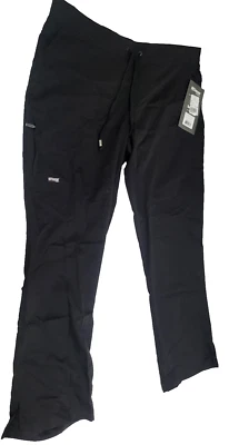 New Barco Grey's Anatomy Mia Tie Cargo Shaped Leg Scrub Pant - Size XLP, Black - Image 1 of 4