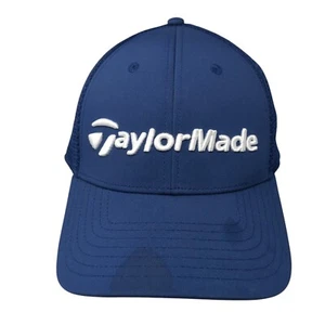 TaylorMade Fitted Mesh Back Hat Blue L/XL Solid Embroidered A-Flex - Picture 1 of 8