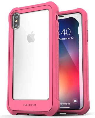Funda Protectora Transparente iPhone XS Max, Cuerpo Completo Transparente (Falcón) Rosa Foto 1 de 4