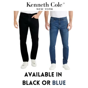Kenneth Cole Men's Straight Fit 2 Way Stretch Denim Jeans - Picture 1 of 30