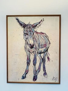 Impresión de burro Fritz Hug sobre lienzo, pintura de burro burro vintage de los años 70 sobre lienzo - Imagen 1 de 9