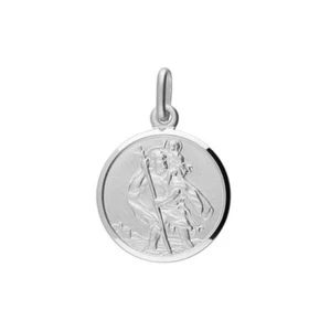 St Christopher Round Pendant Sterling Silver 925 16mm Charm Automobile Design - Picture 1 of 2
