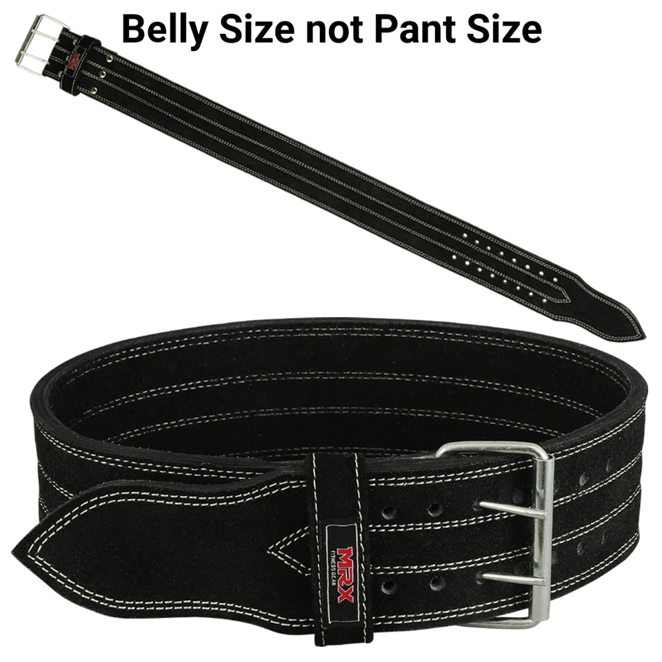 Power Weight Lifting Belts Heavy Duty Leather Gym Fitness Training Belt Black 4" - Image 1 of 4