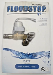 FloodStop V4 Lavastoviglie/WC Flood Stop 3/8" Sensore Valvola Auto FS3/8C - Foto 1 di 2