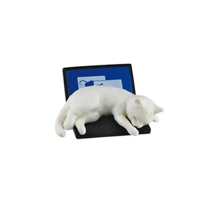 Shoo Cat Please Move! White Cat on Laptop Mini Figure - Picture 1 of 1
