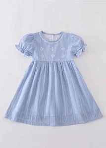 Girl's Boutique Premium Blue Easter Cross Girl Embroidered Embroidery Dress Matc - Picture 1 of 7