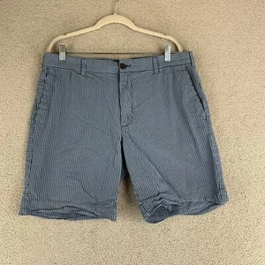 Black Brown 1826 Chino Casual Shorts Menw W36 Blue Gray Striped Flat Front - Picture 1 of 9