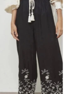 Topshop Womens Black Embroidered Palazzo Pants Size 6 - Picture 1 of 9