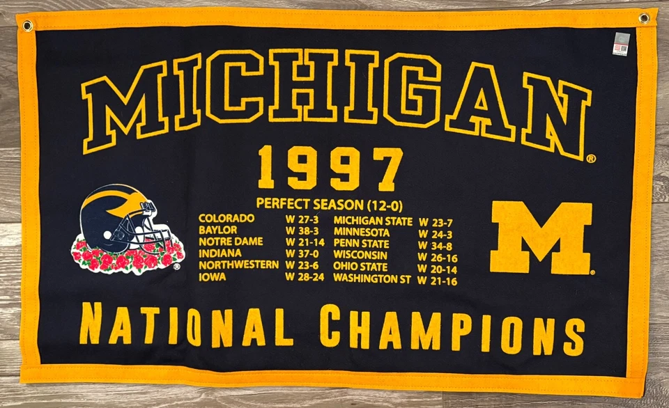 Michigan Wolverines NCAA 1997 National Championship Football Banner - Image 1 of 1