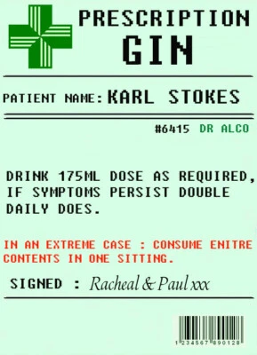 Personalised Prescription Gin Bottle Label to fit 70CL - Novelty gift - Xmas - Image 1 of 2