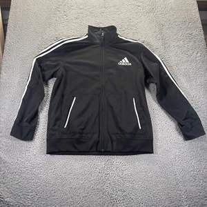 Adidas Track Jacket Mens XL Black Polyester 3 Stripes Full Zip Climalite - Picture 1 of 9