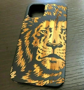 For iPhone 14 Plus (6.7") - Hard Armor Case Cover Bamboo Wood Brown Black Lion - Picture 1 of 6