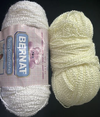 Lot of 2 skeins: Bernat Baby Coordinates Yarn, 11oz Total, white & Lemon Custard - Image 1 of 4