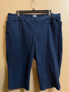 CATHERINES ESSENTIALS FLAT FRONT DENIM CAPRI PANTS 2X (22-24W) DARK WASH PULL ON - Picture 1 of 3
