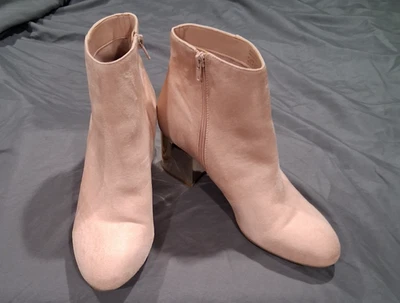 Botines Aldo para mujer rosa imitación gamuza tacones dorados talla US 10 Foto 1 de 4