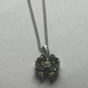 Collar y colgante vintage de plata de ley de piedras verdes de 18", 925 - Imagen 1 de 7