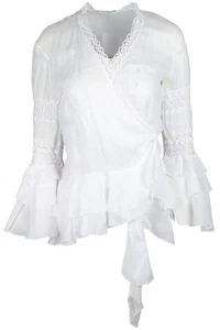ERMANNO SCERVINO WHITE RAMIE TOP IT 40 UK 8 - Picture 1 of 4