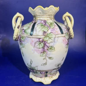 ANTIKE NIPPON MORIAGE HANDBEMALTE VASE URNE GOLD MIT GRIFFEN - Bild 1 von 12