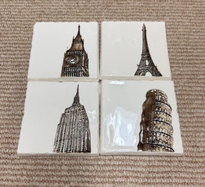 Restauración Hardware Monumentos Arquitectónicos Posavasos Cerámicos Nuevos en Caja - Imagen 1 de 8