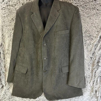 Andrew Fezza BAXTER Men's Suede Sport Coat Blazer 3 Button Brown Polyester 52R - Image 1 of 4