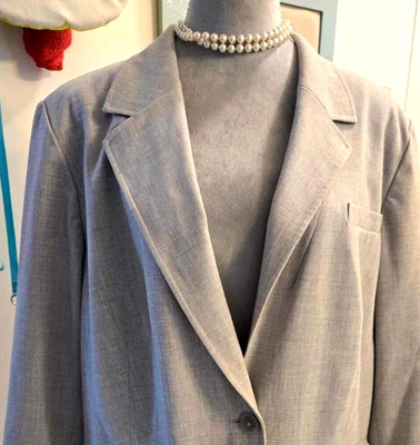 Worthington Stretch 1 Button Blazer Suit Jacket Career Office Lady 22 Gray A156 - Image 1 of 4
