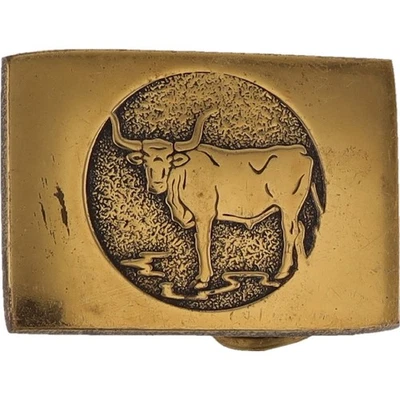 Sm Brass Slk Steven L Knight Cattle Texas Longhorn Steer Western Belt Buckle - Image 1 of 4