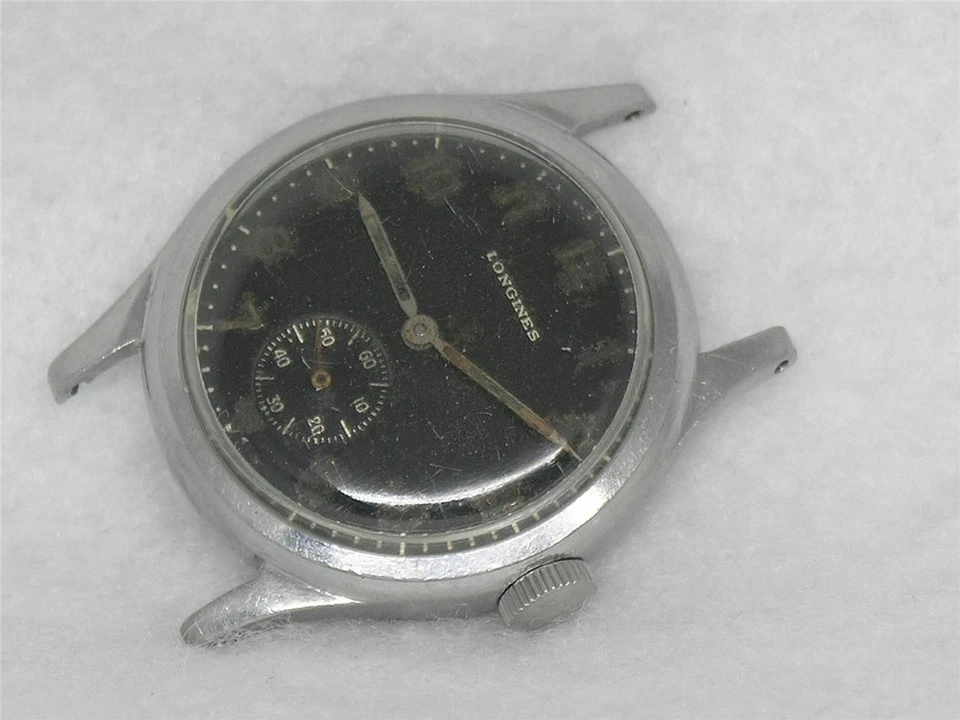 罕见 32 毫米 LONGINES 不锈钢 2272 军用 SEI TACCHE 手表 CAL。 10.68Z维修 — 第 1/4 张图片
