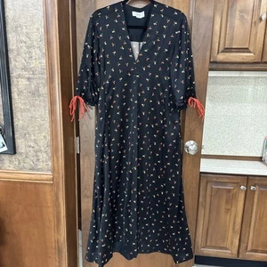 Victoria Beckham Silk Crepe Floral Black Orange Midi Dress - Picture 1 of 8