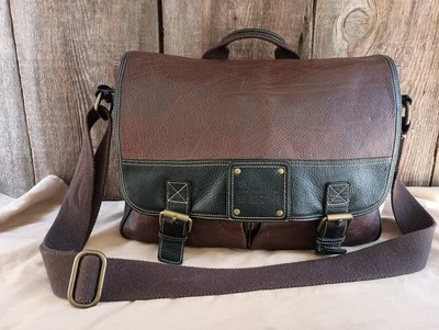 Fossil 54 Brown Leather Messenger Bag - Image 1 of 4