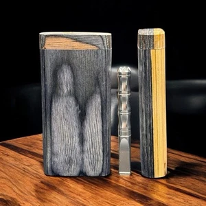 4” Black & White Wooden Dugout w/ Sharp Silver Metal One Hitter Pip - Picture 1 of 4