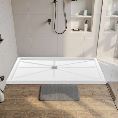 60''L x 36''W Blanco Cuadrado SMC Ducha Lavabo Ducha Suelo Sartén para Puerta de Baño Foto 1 de 4