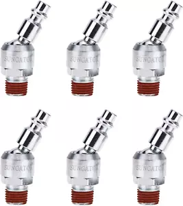 6-Pack 1/4 Inch Swivel Air Tool Fittings, 360° Rotatable 1/4'' Industrial Plugs, - Picture 1 of 12