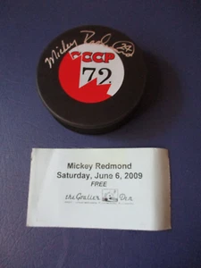 Mickey Redmond signiert Team Kanada Logo Puck 1972 Summit Series Goalies Den * - Bild 1 von 4