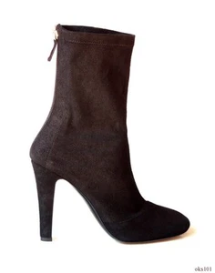 Pre-owned CHANEL 15A Black Leather Ankle Boots, Zip Closure, Size 9/8.5 - Picture 1 of 1