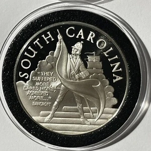 South Carolina State Proof 33 Gram Sterling 92.5% Silver Coin Round Collectible - Picture 1 of 8