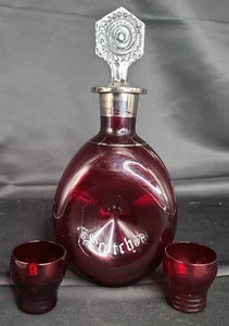 Ruby Red Scotch Bottle w Stopper Dimple Style Imperial Glass Schaeffer Design - Picture 1 of 4