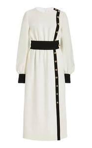 NWT. $2390 CAROLINA HERRERA Button-detailed Crepe Midi Dress Sz 6 - Picture 1 of 7