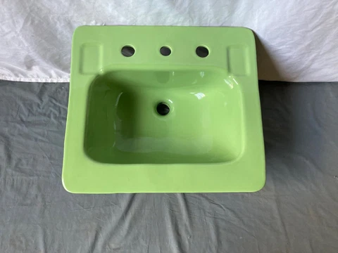 Vtg Ceramic 18x20 Fresh Green Lime NOS Kohler Drop In Bath Sink Old 187-23E Cover