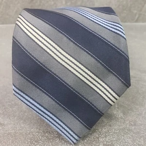Faconnable Men's Tie Blue Gray Cream Striped 100% Silk Made in Italy Necktie - Picture 1 of 4