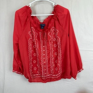 AMERICAN EAGLE OUTFITTERS Überbluse Damen Gr. XL dünn rot Made in India - Bild 1 von 9