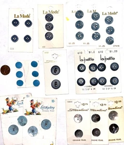 Lot of 42 Blue Buttons New on Cards Assorted Vintage - Picture 1 of 3