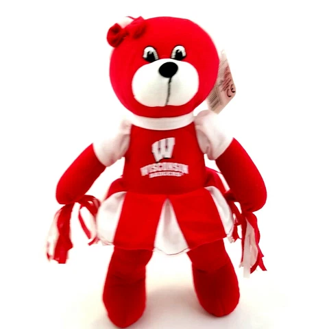 University of Wisconsin Badgers Stuffed Plush Cheerleader Bear NWT Toy Factory Cover
