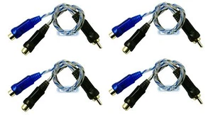 4 Pack 6" 100% Copper RCA Audio Cable "Y" Adapter Splitter 2 Female 1 Male - Picture 1 of 2